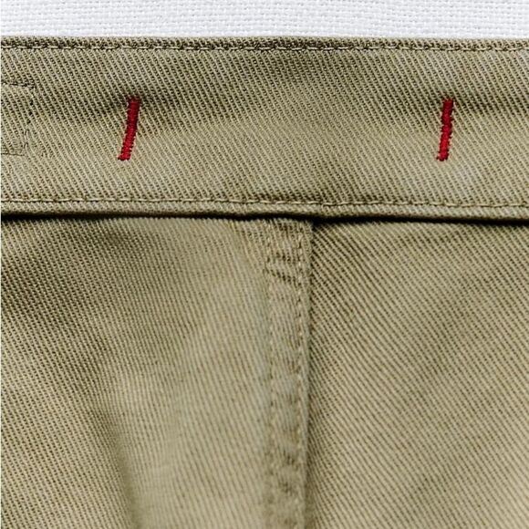 NWT ZARA WRAP CHINO PANTS ZW COLLECTION KHAKI GREEN XS - Picture 6 of 15